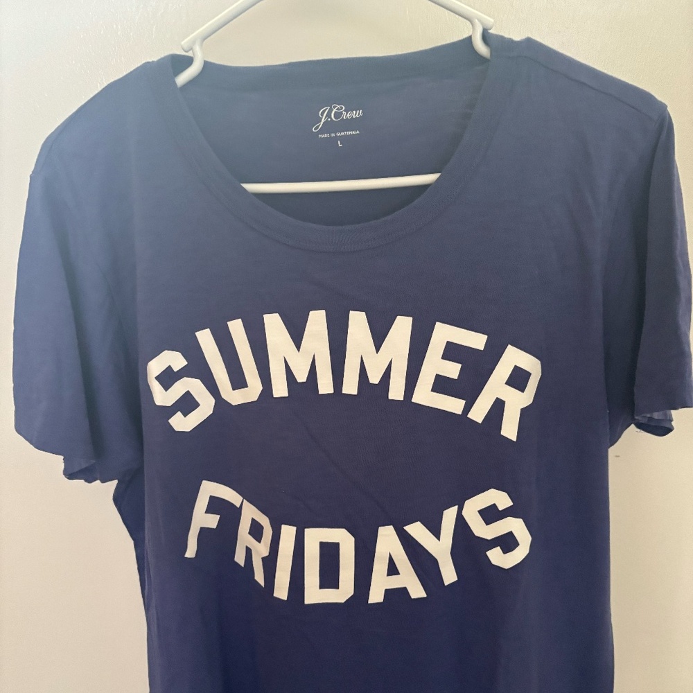 J. Crew "Summer Fridays" Navy Blue Graphic Tee - Size L